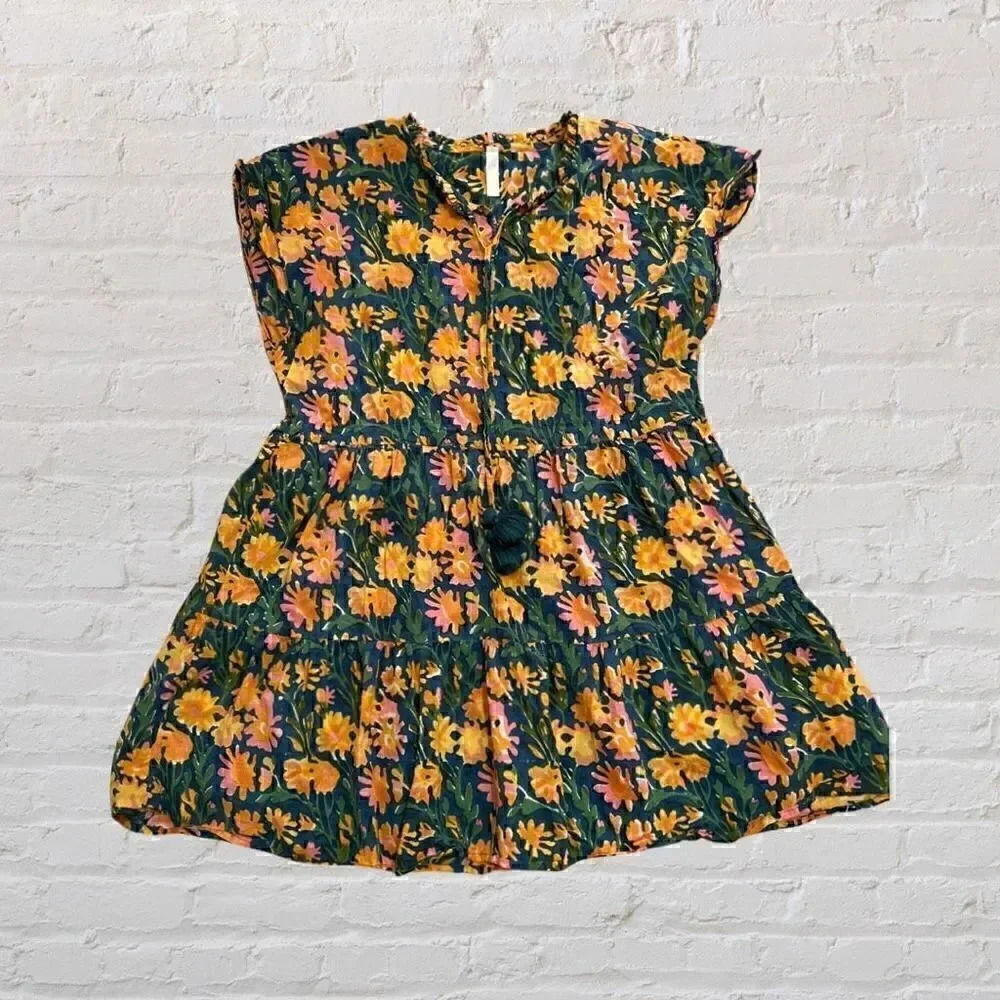 Nesara Tiger Lily Mini Kaftan 100% Organic Cotton Dress One Size
